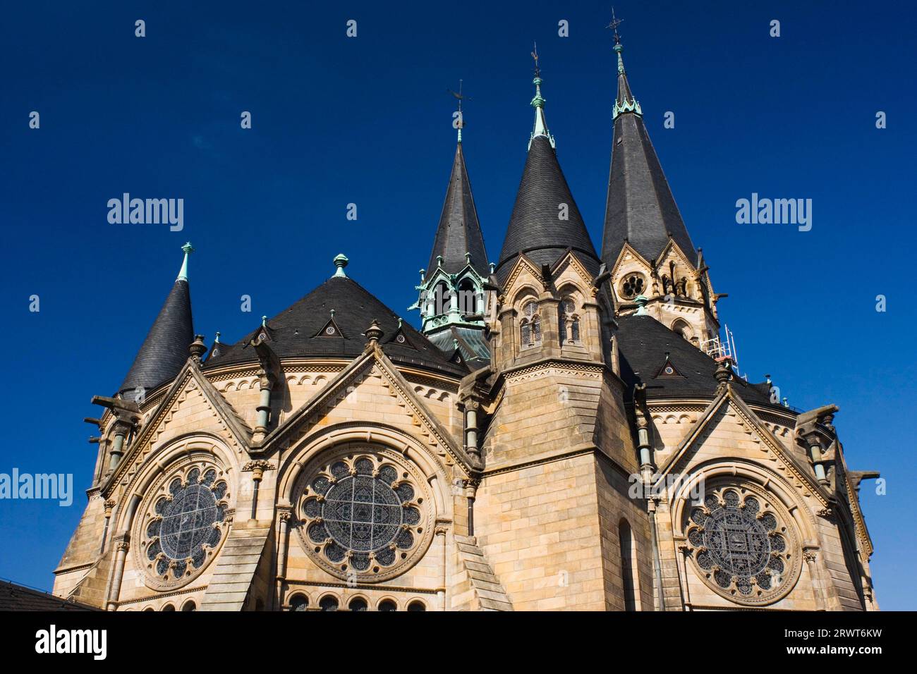 La chiesa ad anello fu la prima chiesa del programma Wiesbaden, che dominò l'architettura della chiesa fino al 1920, Wies Badenn, Assia, Germania Foto Stock