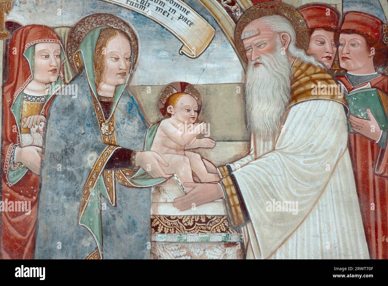 Affresco di una presentazione di Gesù al Tempio nella Chiesa di Santa Maria in Selva a Locarno che presenta Gesù al Tempio nella chiesa di Foto Stock