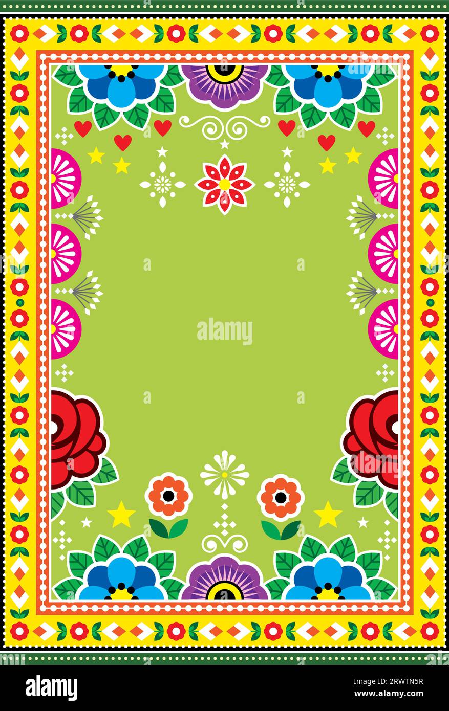 Poster vettoriali per autocarri pakistani e indiani con fiori e spazio vuoto per testo - formato 27x40 Illustrazione Vettoriale