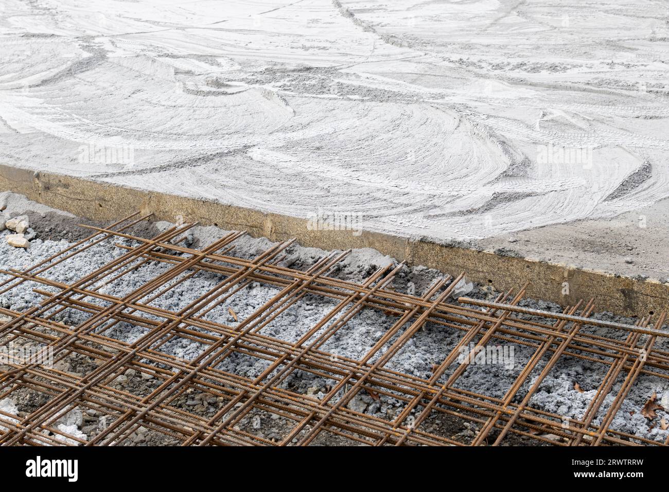 Una vista aerea del cantiere del pavimento Foto Stock