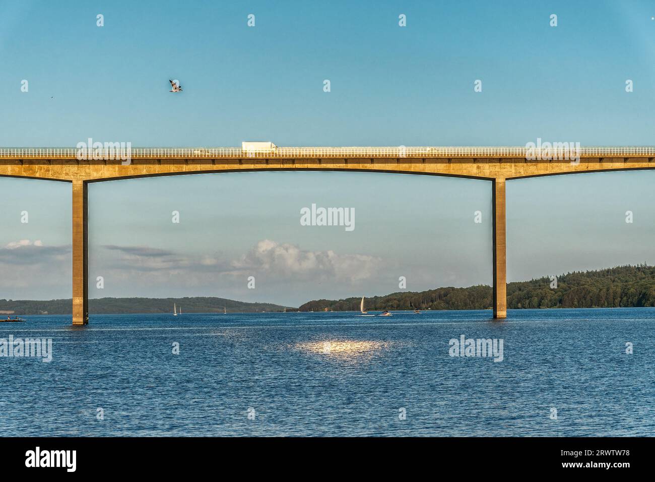 Ponte sul Vejle Fjord a Dennnark Foto Stock
