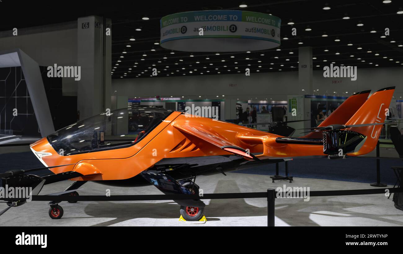 DETROIT, mi/USA - 14 SETTEMBRE 2023: Un aereo personale AIR One eVTOL, North American International Detroit Auto Show (NAIAS). Foto Stock
