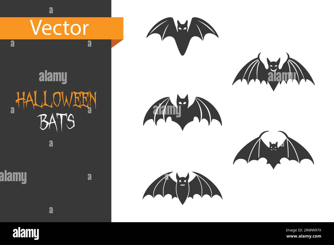 Halloween Bat, silhouette Collection of Bats Illustrazione Vettoriale