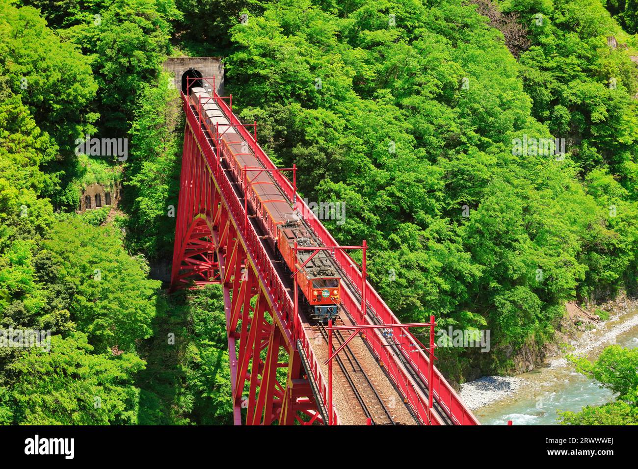 Kurobe Gorge Railway, tram Foto Stock