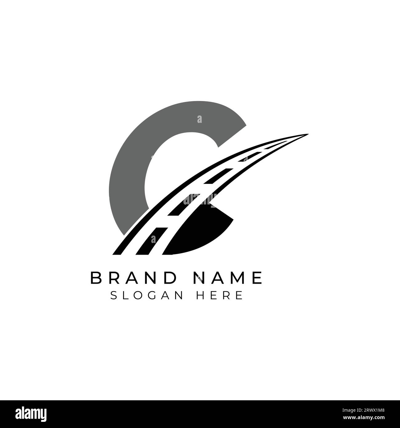 Logo lettera C asfalto per l'identità. Illustrazione del vettore del modello di costruzione per il marchio Illustrazione Vettoriale