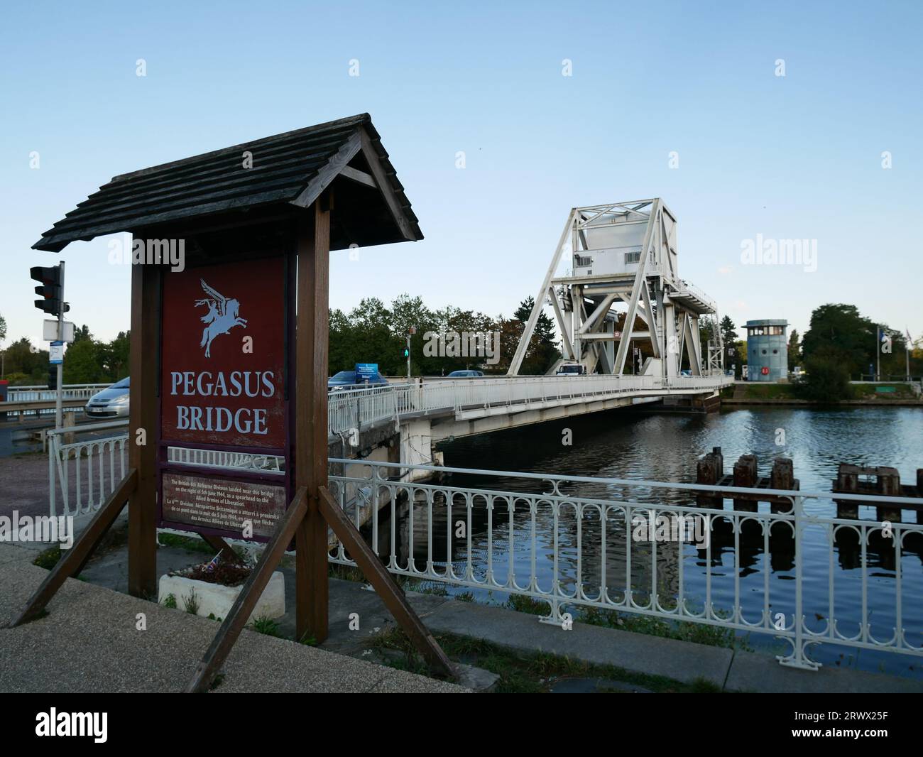 Ponte Pegasus, Bénouville, Calvados, Bassa Normandia, Francia Foto Stock