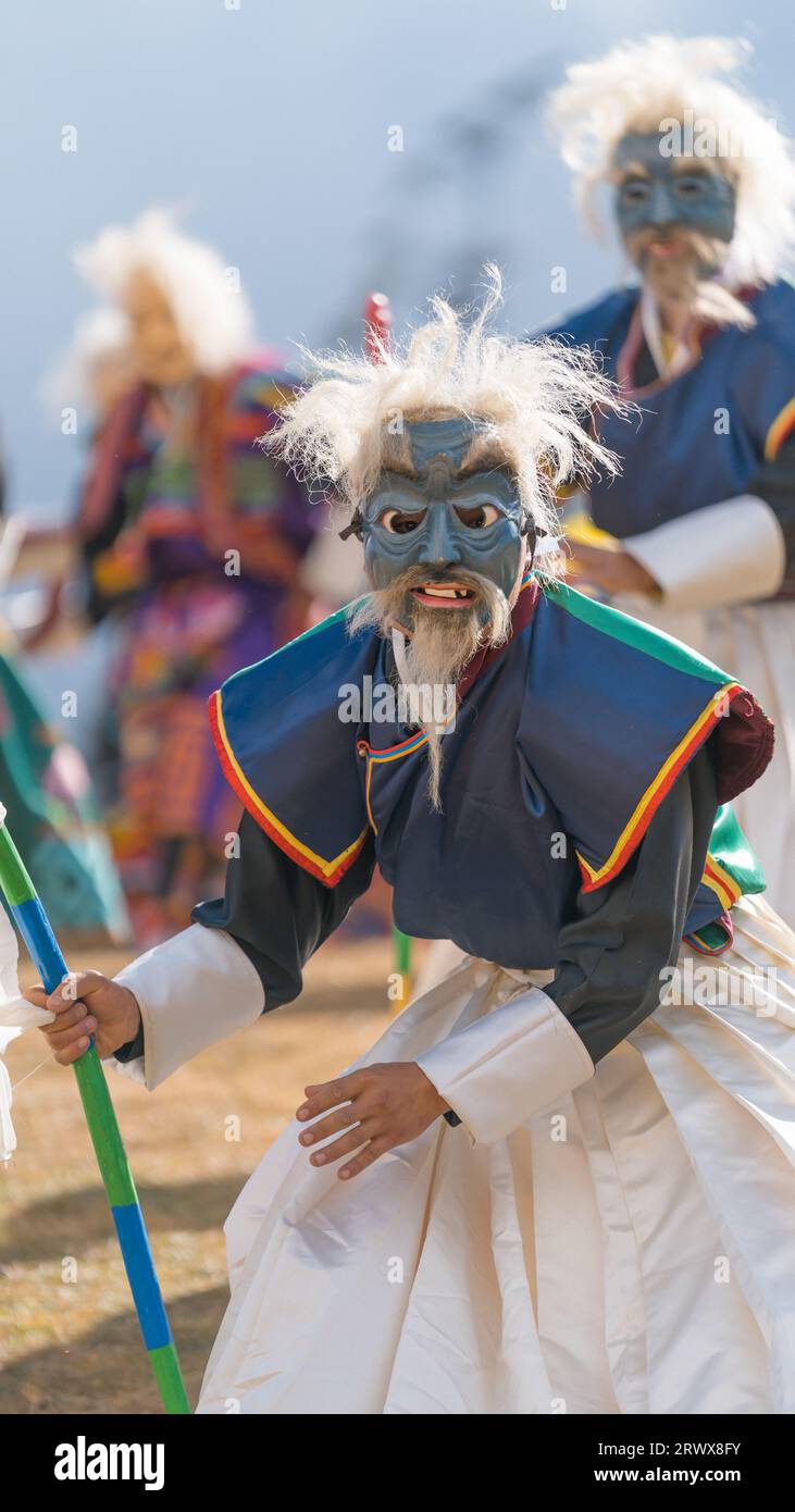 Bhutan Mask Dance popolarmente conosciuto come Druk Wangyel Festival Foto Stock