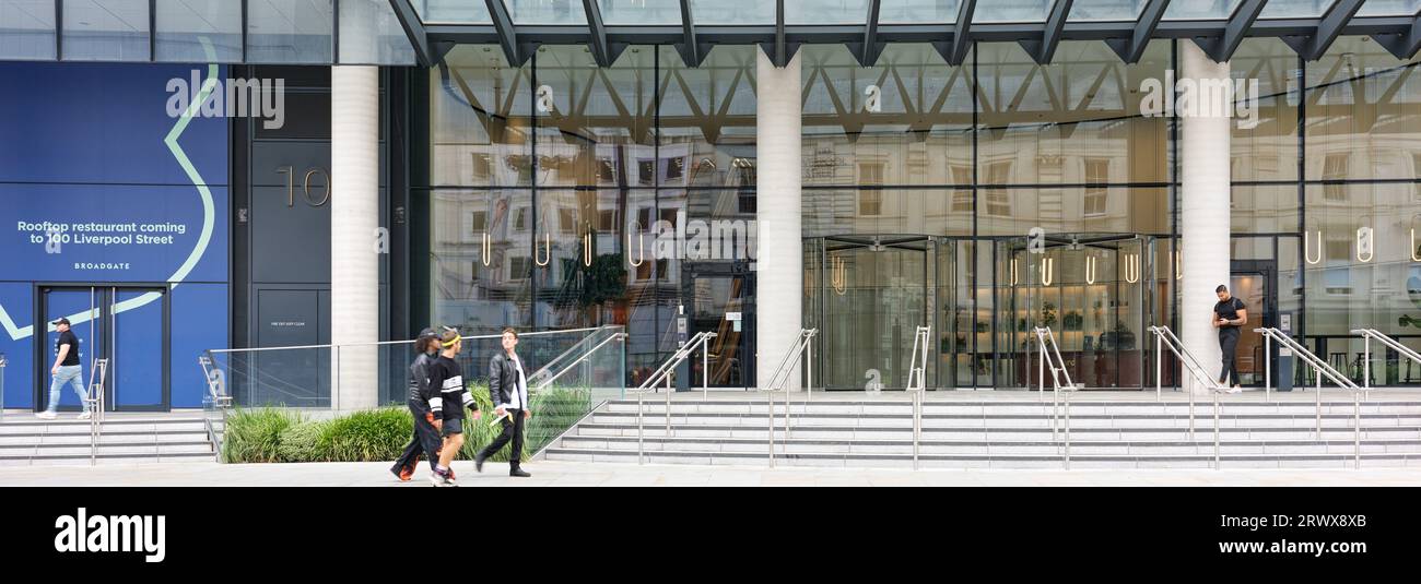 100 Liverpool Street, centro commerciale a Broadgate, Londra, Inghilterra. Foto Stock