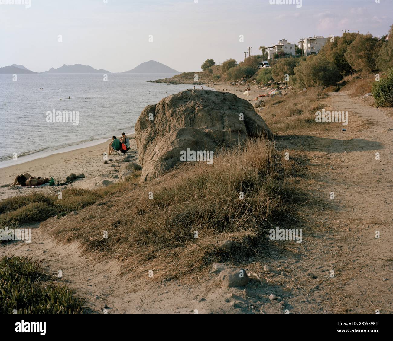 Spiaggia di Akyarlar a Bodrum, Turchia, dove il corpo senza vita di Alan Kurdi, un rifugiato siriano, è stato scoperto il 2 settembre 2015. Questo st Foto Stock