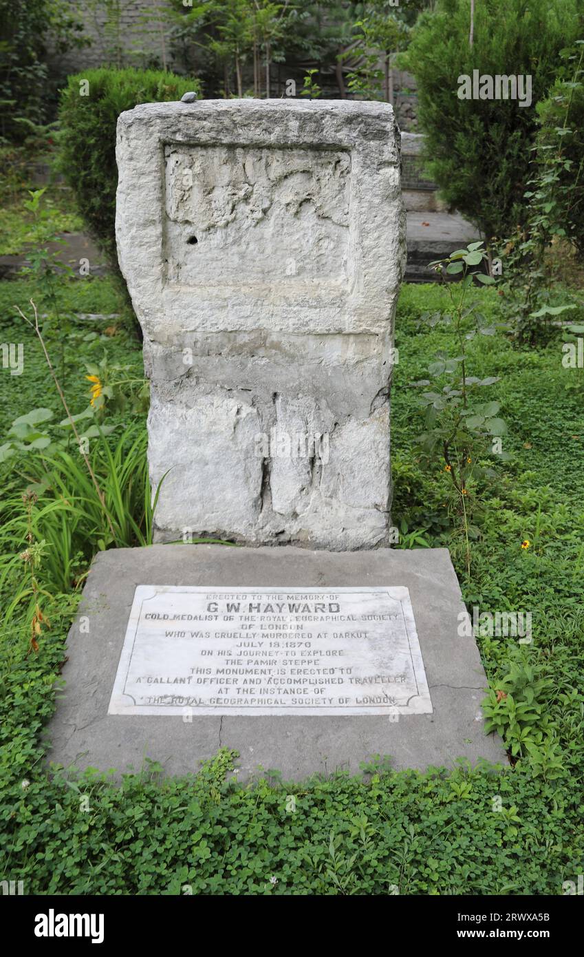 Luogo di riposo del famoso esploratore G W Hayward presso il British Graveyard di Gilgit Foto Stock