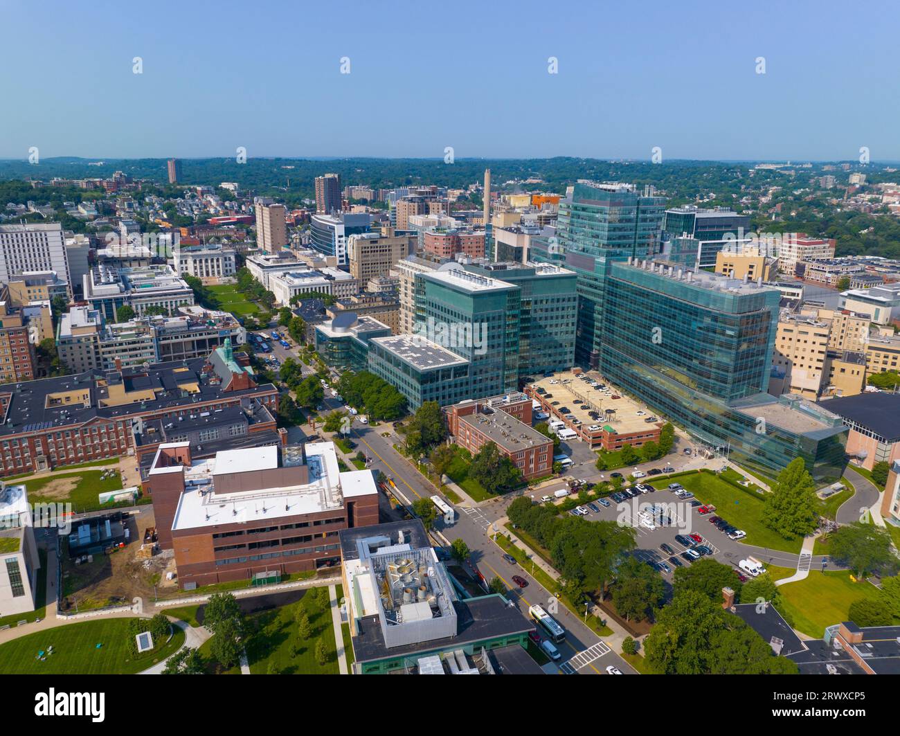 Boston Longwood Medical and Academic Area vista aerea a Boston, Massachusetts, ma, Stati Uniti. Quest'area include il Beth Israel Deaconess Medical Center, Chil Foto Stock