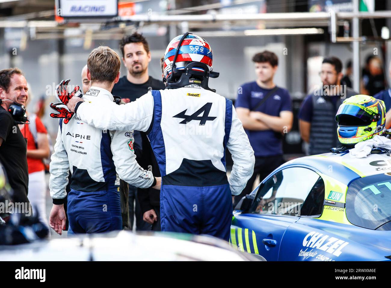 LECERTUA Lorens, Chazel Technologies Junior, Alpine A110 Cup, Junior, Portrait DE BRABANT Frederic, Chazel Technologies Junior, Alpine A110 Cup, Gentlemen, ritratto durante il 5° round della Alpine Europa Cup 2023, dal 14 al 16 settembre 2023 sul circuito di Barcellona-Catalunya, a Barcellona, Spagna - foto Xavi Bonilla/DPPI Credit: DPPI Media/Alamy Live News Foto Stock