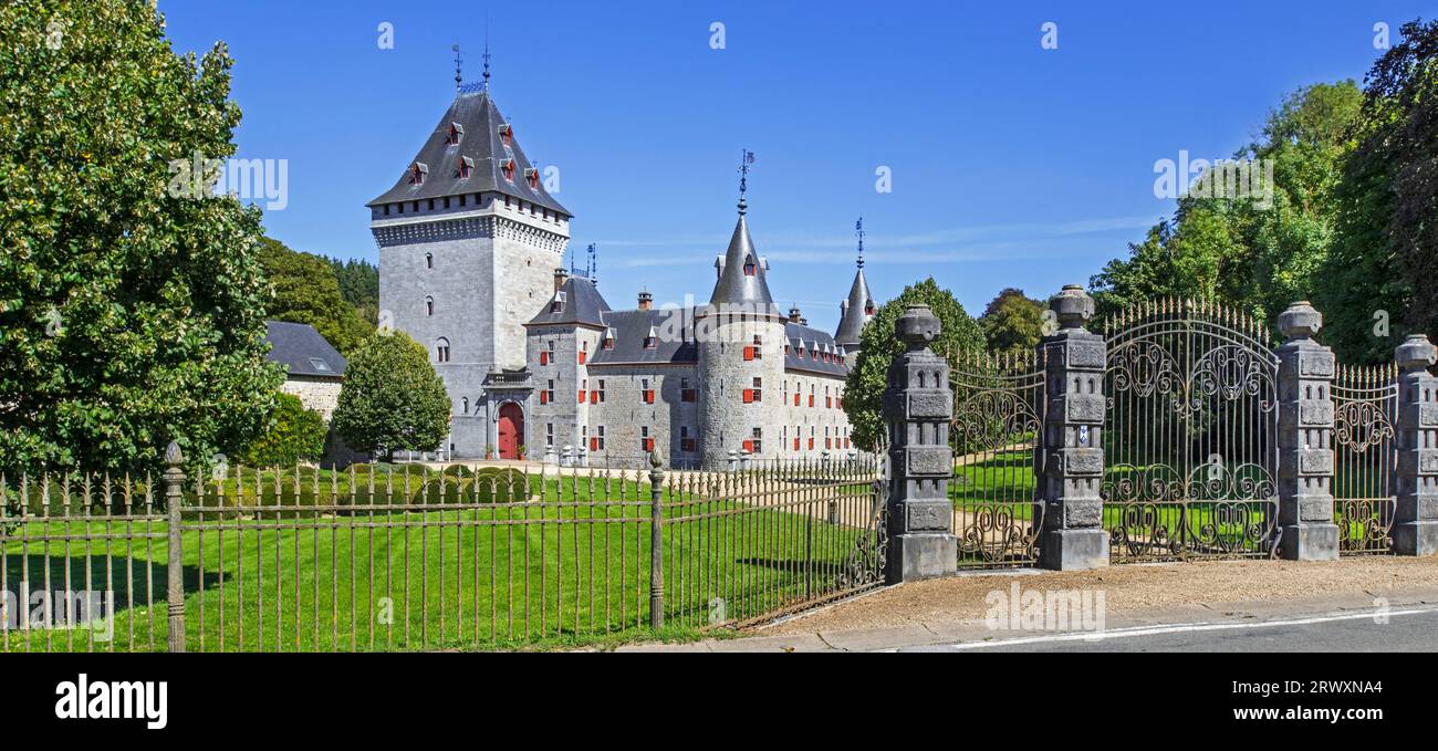 Castello di Jemeppe del XIII secolo / Château d'Hargimont ad Hargimont vicino Marche-en-Famenne, provincia di Lussemburgo, Ardenne belghe, Vallonia, Belgio Foto Stock