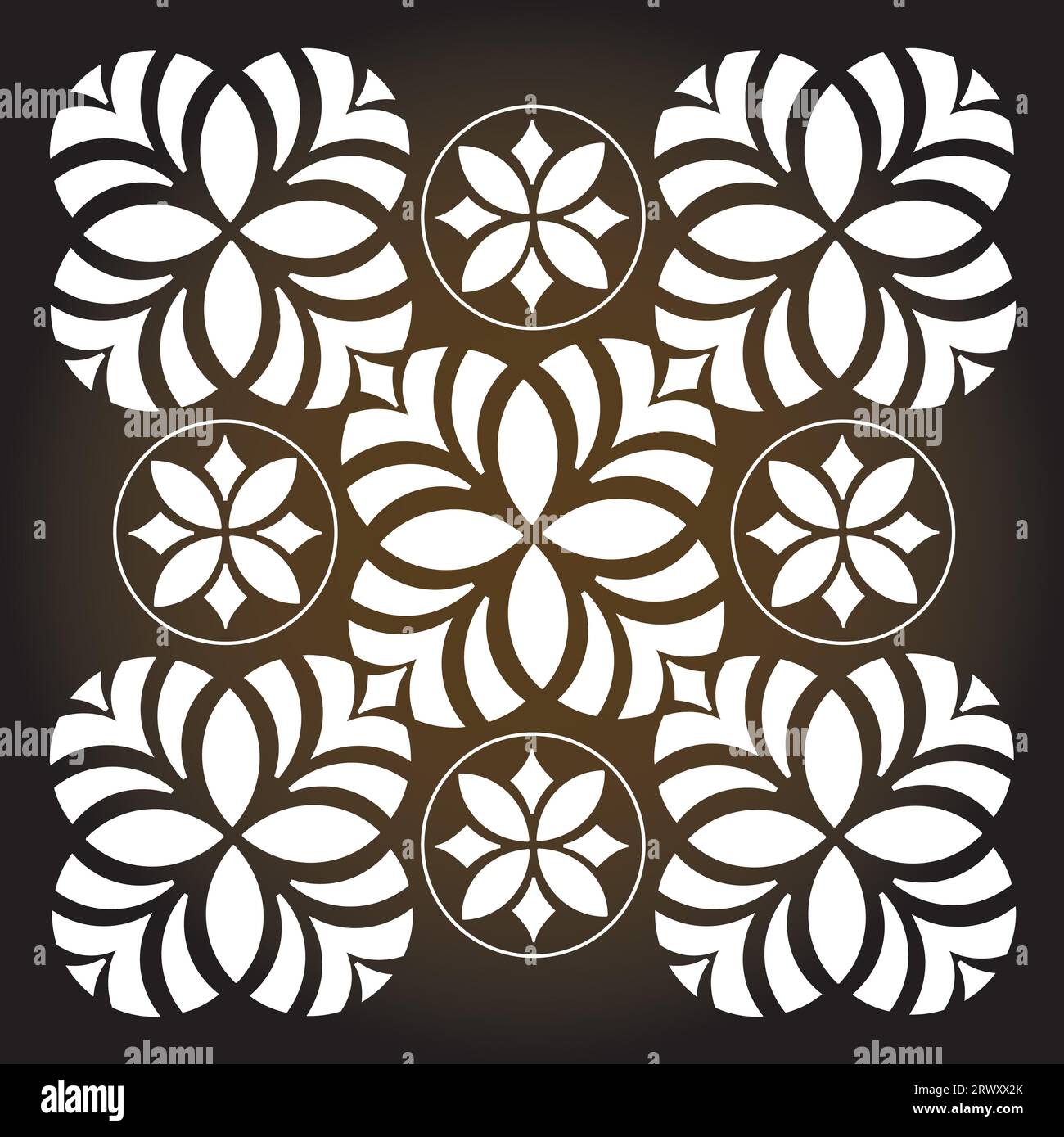 Fiore modello cerchio simbolo orientale -simmetria - energia in bianco e nero Illustrazione Vettoriale
