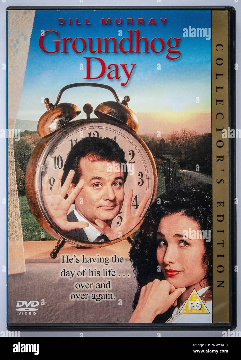 Copertina di una copia in DVD del film The Groundhog Day, una commedia che è stata originariamente pubblicata nei cinema nel 1993 Foto Stock