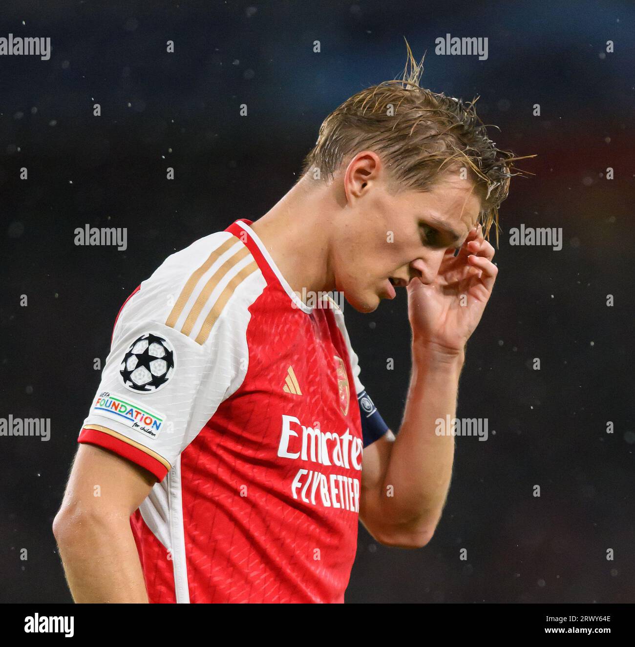 Londra, Regno Unito. 20 settembre 2023 - Arsenal / PSV Eindhoven - Champions League - Emirates Stadium. Martin Odegaard dell'Arsenal durante la partita di Champions League agli Emirati. Credito immagine: Mark Pain / Alamy Live News Foto Stock