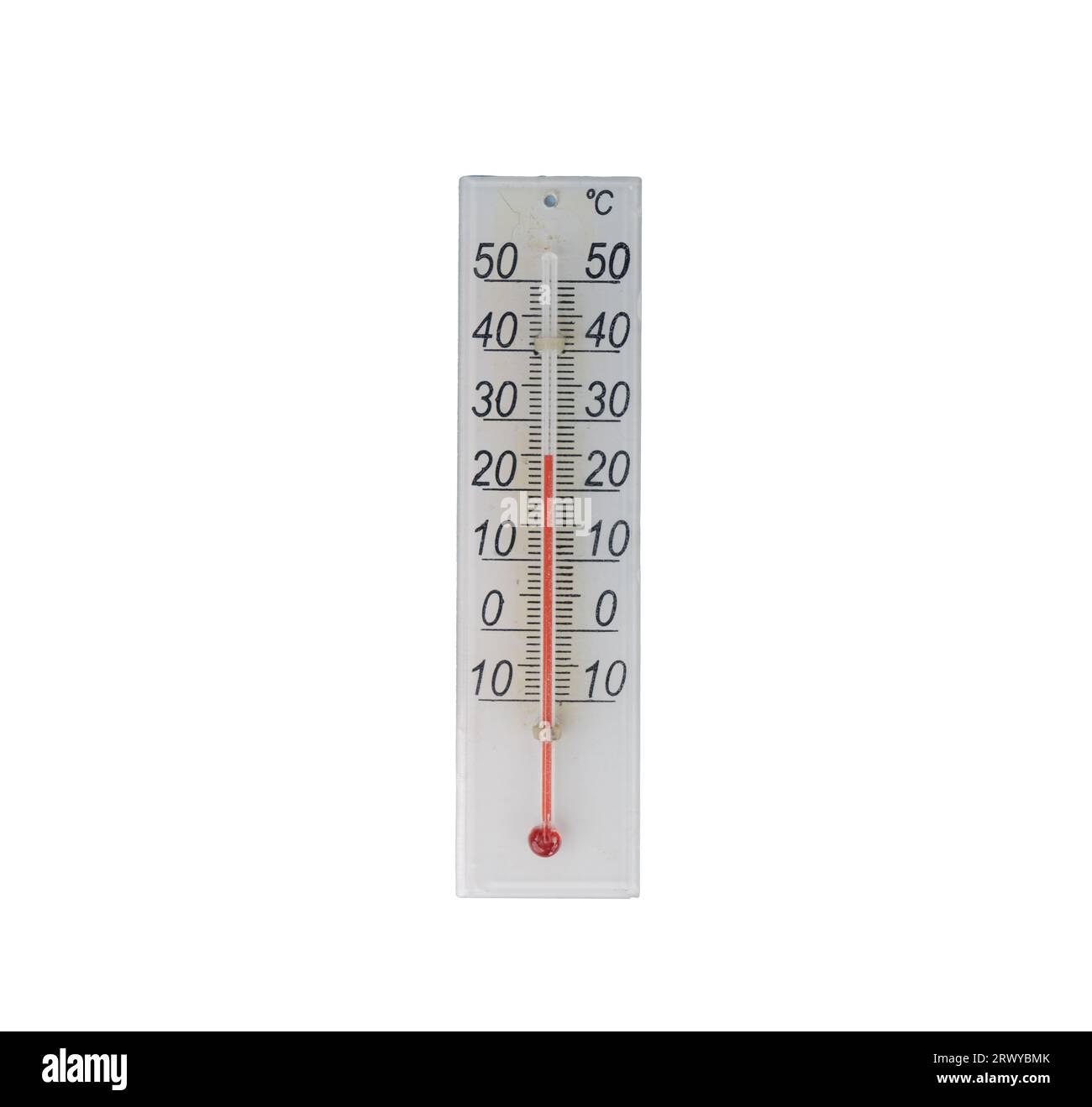termometro analogico su sfondo trasparente Foto Stock