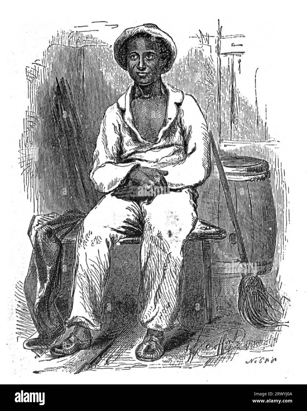 Sketch of Solomon Northup, Solomon Northup (1855) Twelve Years a Slave, Solomon Northup (1807–1864) American Abolitionist e l'autore principale del libro di memorie Twelve Years a Slave Foto Stock