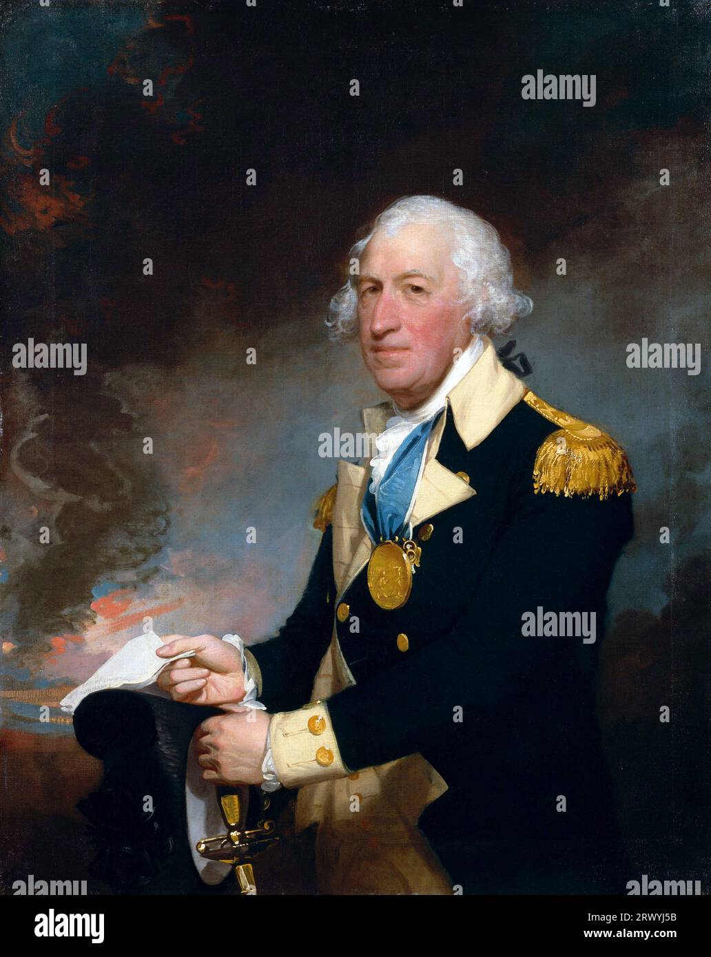 Horatio Lloyd Gates (1727 – 1806) ufficiale dell'esercito britannico che prestò servizio come generale nell'Esercito continentale durante i primi anni della guerra di indipendenza americana. Dipinto di Gilbert Stuart Foto Stock
