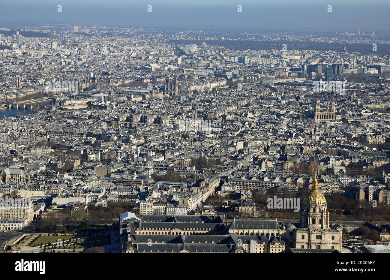 Quartiere Latino - vista dalla Torre Eiffel, Parigi Foto Stock