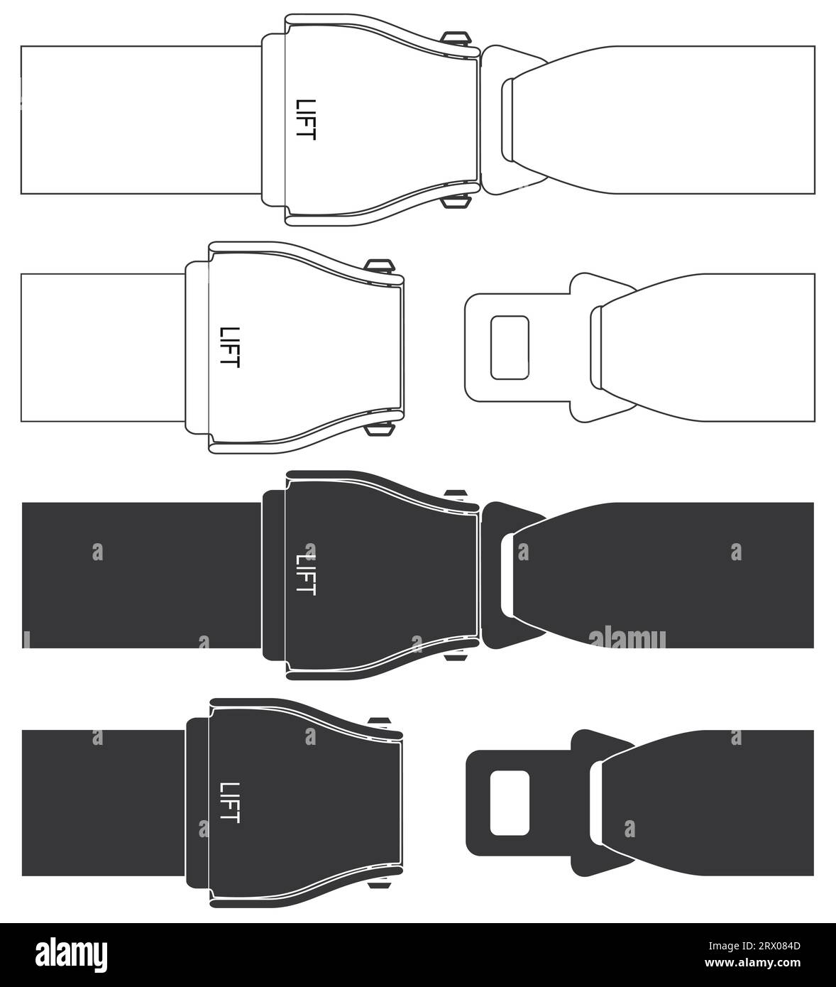 Illustrazione vettoriale modificabile a strati della cintura di sicurezza sull'aeromobile. Illustrazione Vettoriale