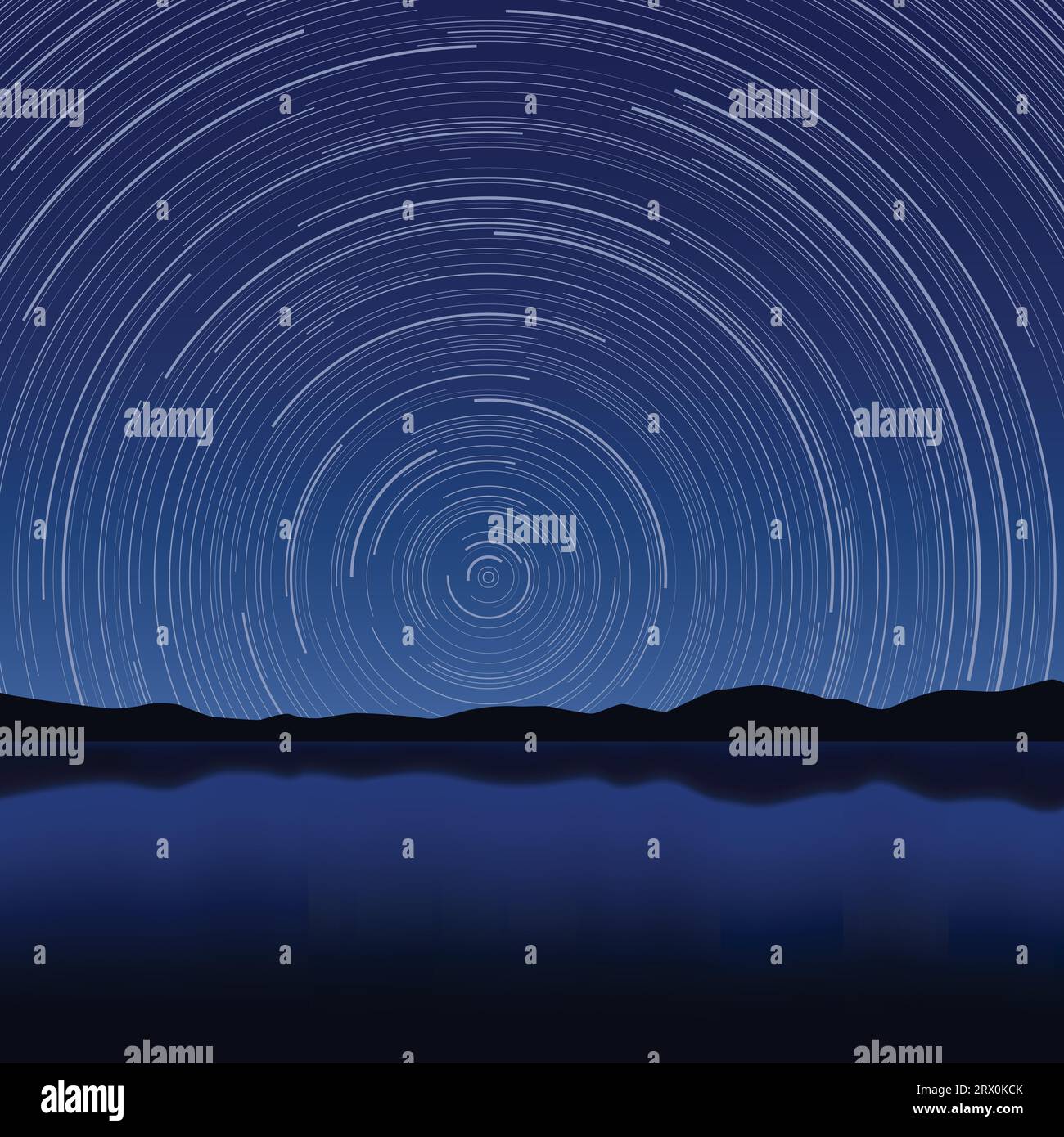 Illustrazione vettoriale stratificata di traccia stellare con effetto di esposizione lunga. Illustrazione Vettoriale