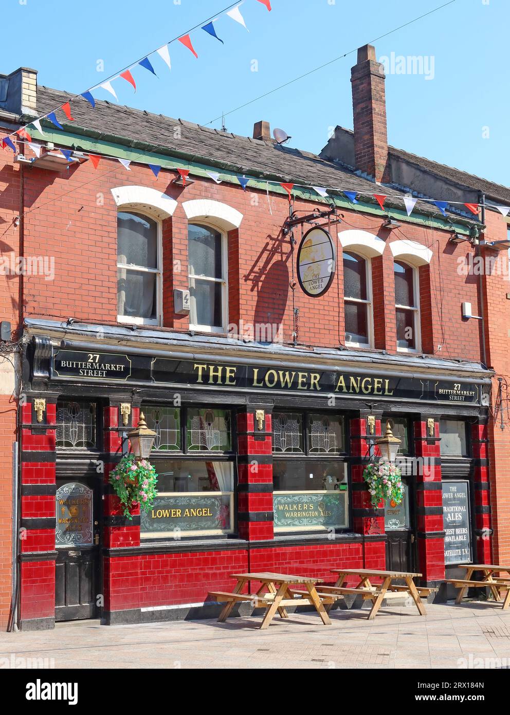 The Lower Angel pub, 27 Buttermarket St, Warrington, Cheshire, Inghilterra, REGNO UNITO, WA1 2LY Foto Stock