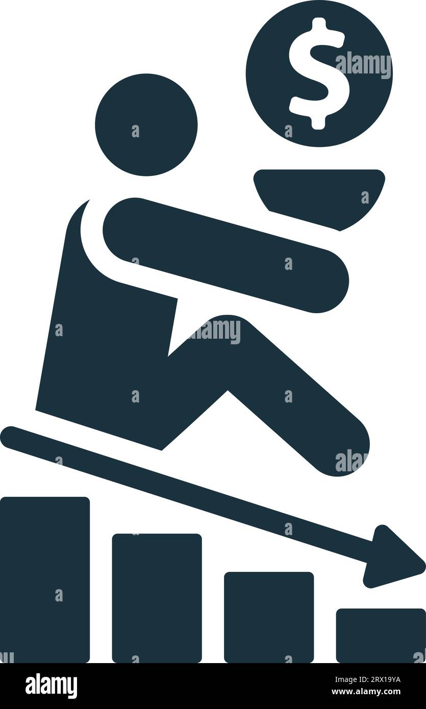 Icona riduzione della povertà. Semplice segno monocromatico da cause sociali e raccolta di attivismo. Icona di riduzione della povertà per logo, modelli, web design Illustrazione Vettoriale