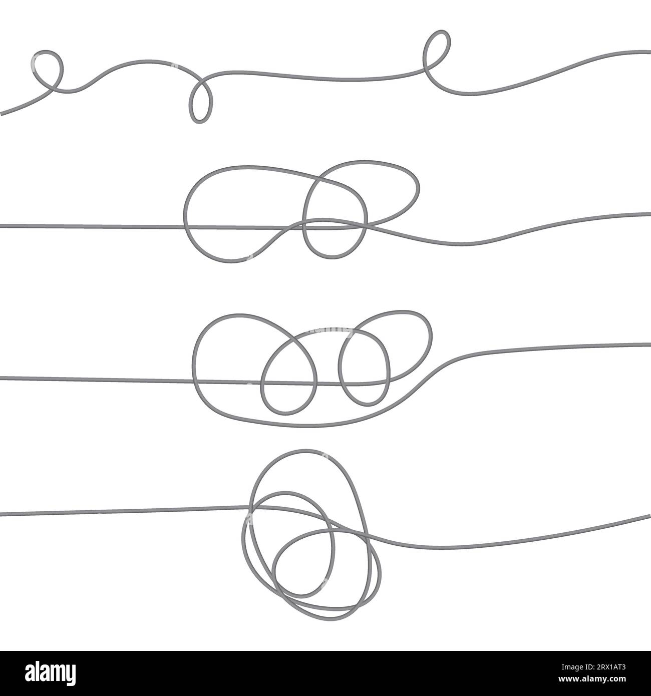 Trama aggrovigliata astratta. Linee caotiche casuali. Disegno a mano dell'oggetto dall'inizio e dalla fine. Illustrazione vettoriale. Illustrazione Vettoriale