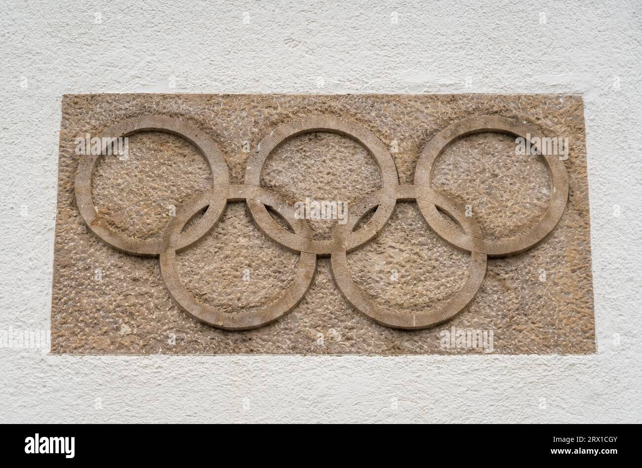 Il salto con gli sci olimpici a Garmisch Foto Stock