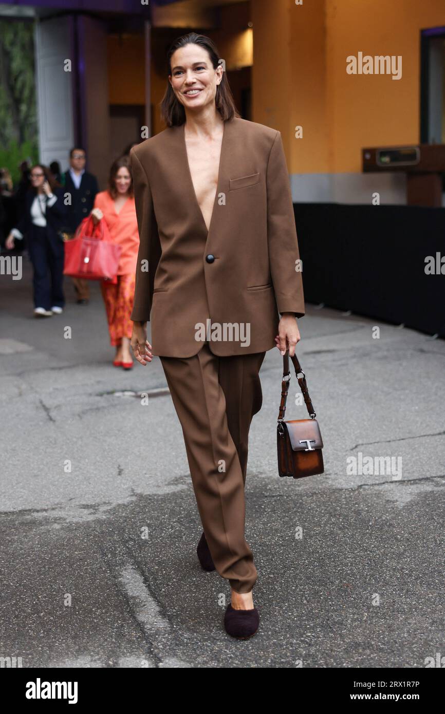 Milano, Italia. 22 settembre 2023. Chiara Baschetti arriva alla sfilata Tod's durante la settimana della moda milanese Primavera/Estate 2024 il 22 settembre 2023 a Milano. Foto di Marco Piovanotto/ABACAPRESS:COM Credit: Abaca Press/Alamy Live News Foto Stock