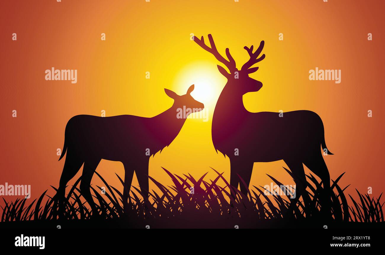 Silhouette dal design animale. Illustrazione vettoriale in stile minimalismo disegnata a mano Illustrazione Vettoriale