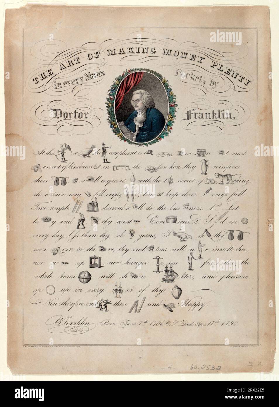 Litografia, "l'arte di fare soldi in abbondanza". DL*60.2532. Peters Prints Collection. Foto Stock