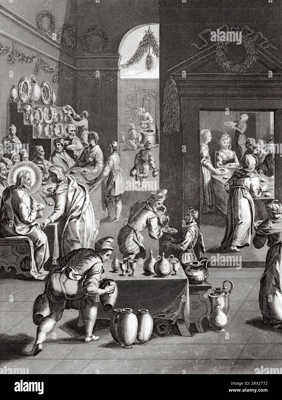 La festa nuziale a Cana. Illustrazione per la vita di nostro Signore Gesù Cristo scritta dai quattro evangelisti, 1853 Foto Stock