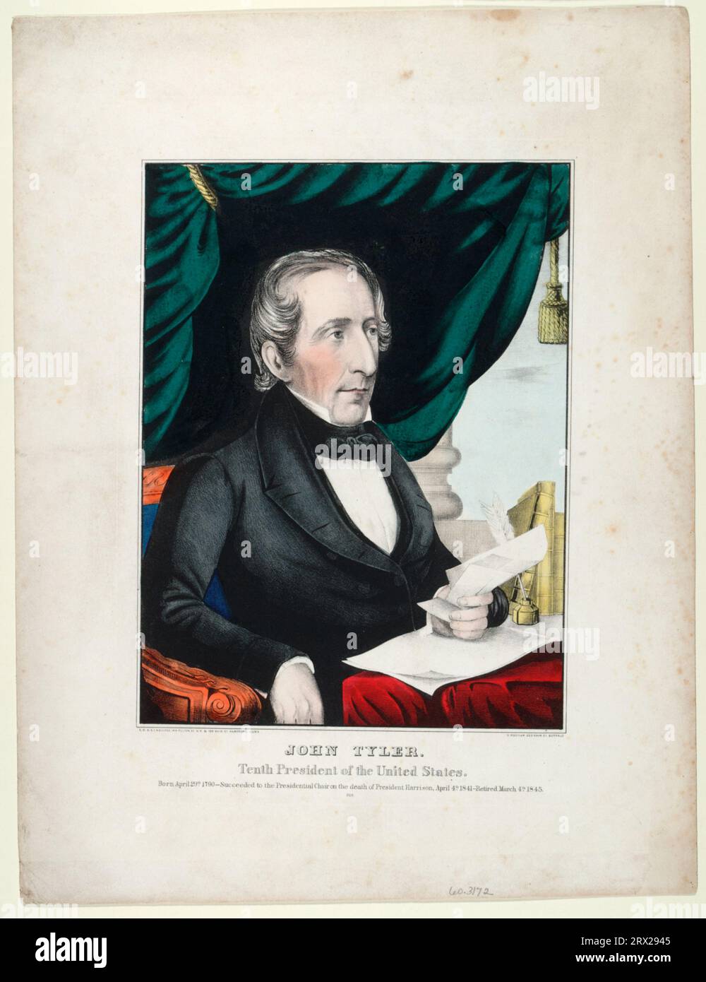 Litografia, "John Tyler". DL*60.3172. Peters Prints Collection. Foto Stock