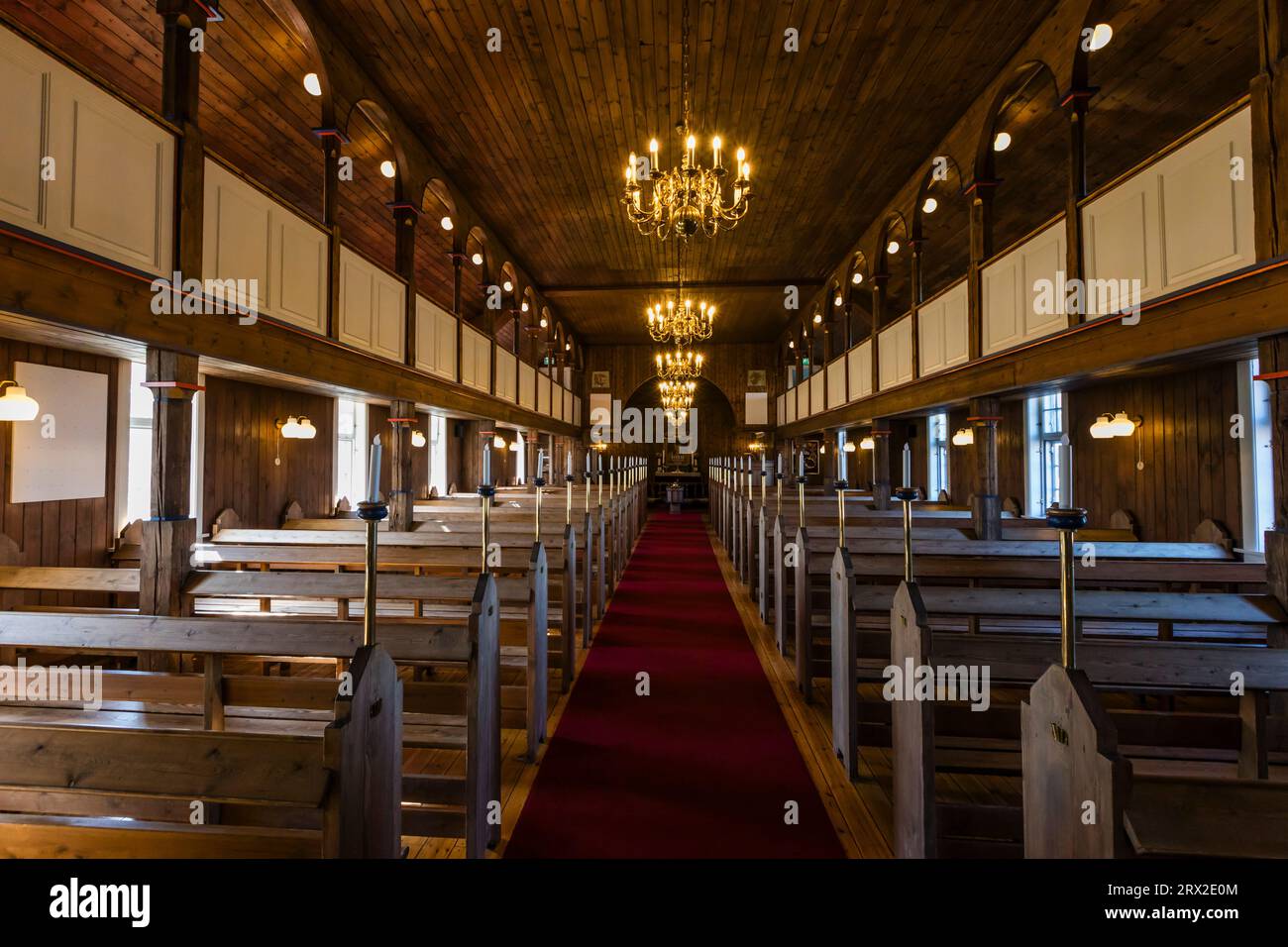 All'interno della vecchia chiesa del Museo Sisimiut, situato nella colorata cittadina danese di Sisimiut, nella Groenlandia occidentale e nelle regioni polari Foto Stock