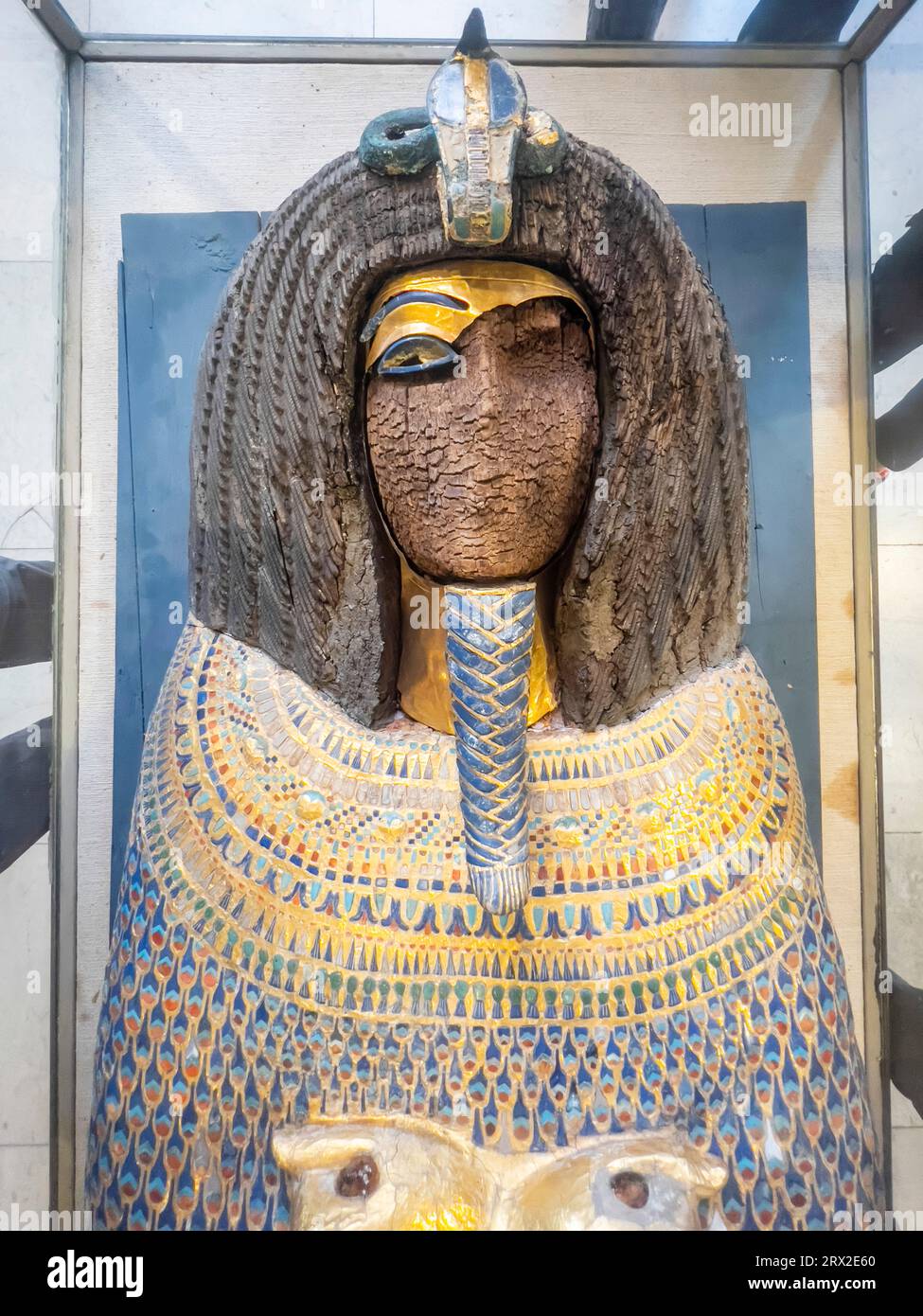 Il coperchio della bara di Akhenaton è esposto al Museo Egizio, il Cairo, l'Egitto, il Nord Africa, l'Africa Foto Stock