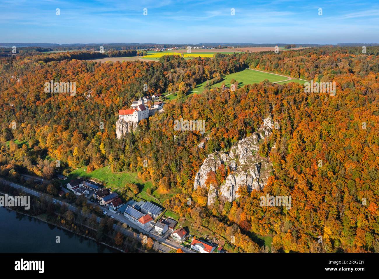 Castello di Prunn vicino a Riedenburg, Parco naturale della Valle Altmuhl, Baviera, Germania, Europa Foto Stock