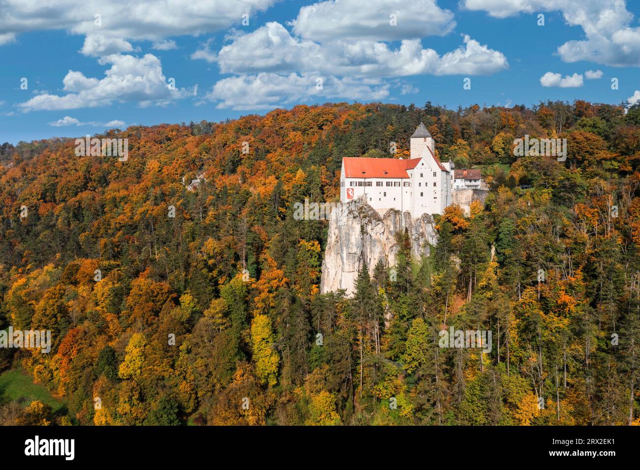 Castello di Prunn vicino a Riedenburg, Parco naturale della Valle Altmuhl, Baviera, Germania, Europa Foto Stock
