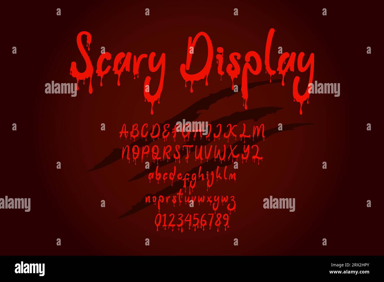 Il carattere dell'alfabeto insanguinato vettoriale spaventoso terribile Illustrazione Vettoriale