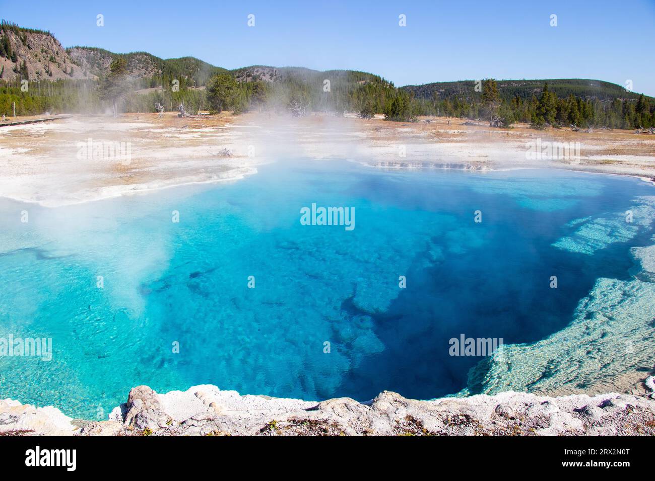 Sapphire Pool Biscuit Basin nel parco nazionale di Yellowstone Foto Stock