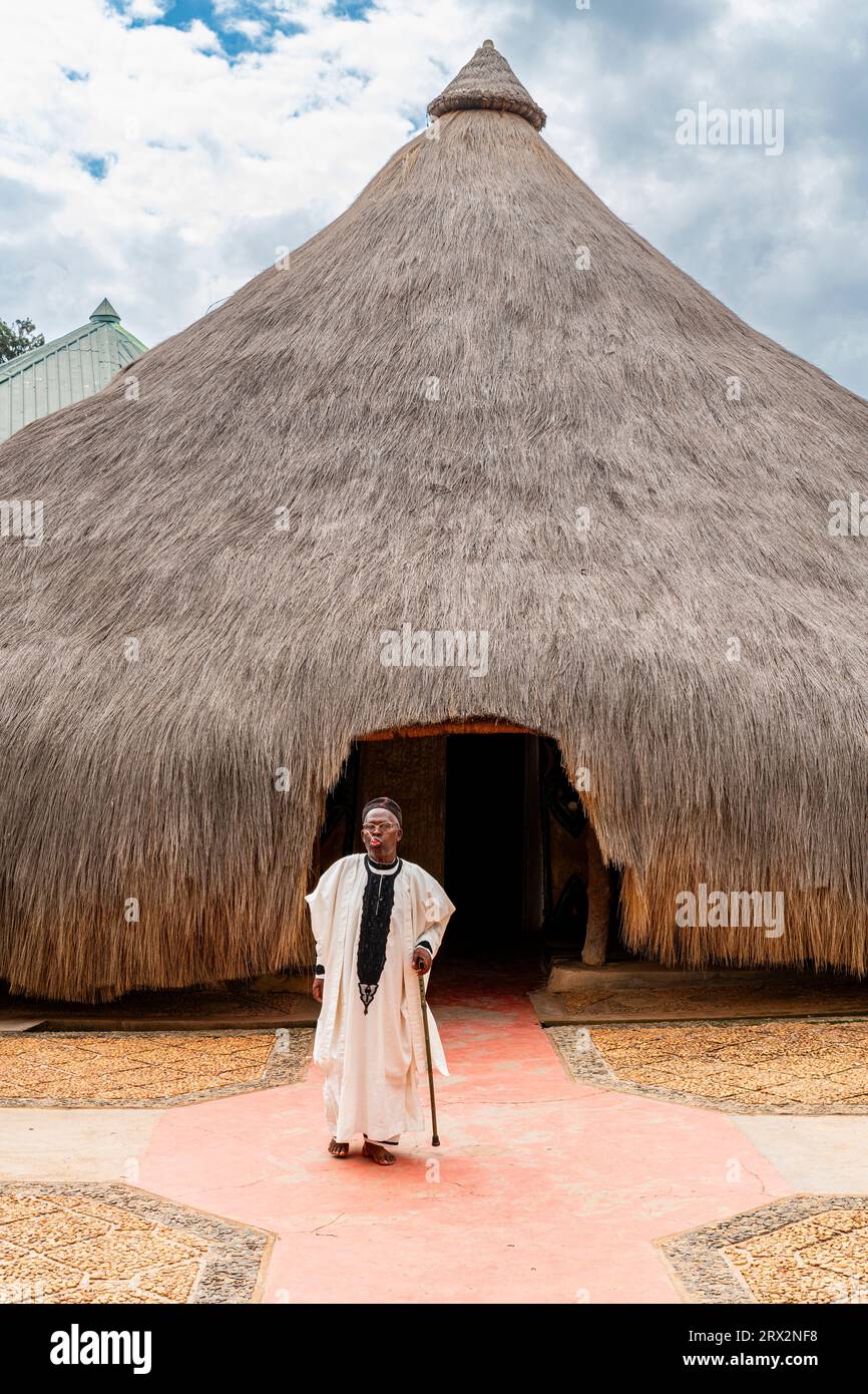 Tradizionale capanna di paglia nel Palazzo Lamido, Ngaoundere, regione di Adamawa, Camerun settentrionale, Africa Foto Stock