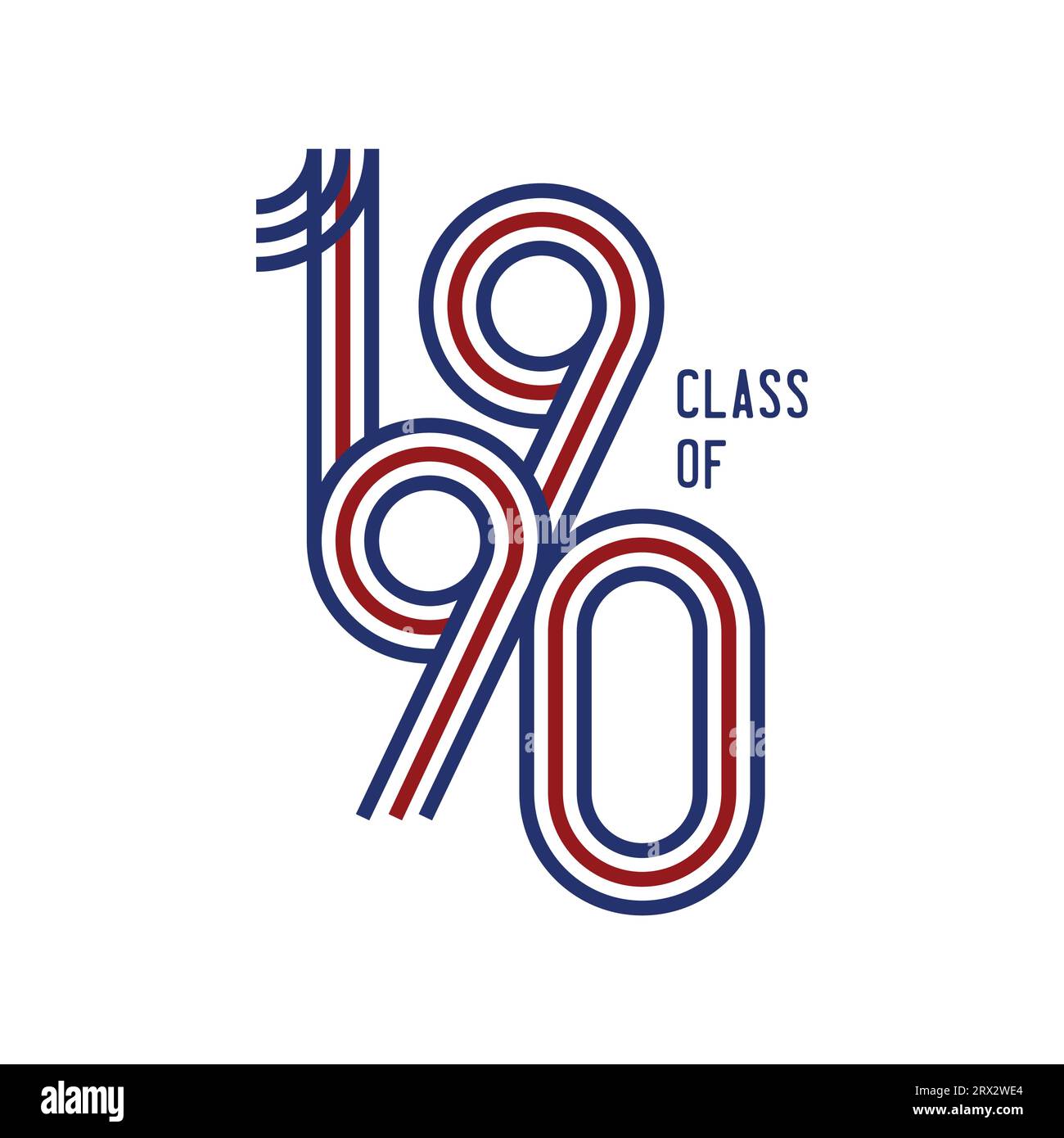 Logo Class of 1990 retro Vector White Illustrazione Vettoriale