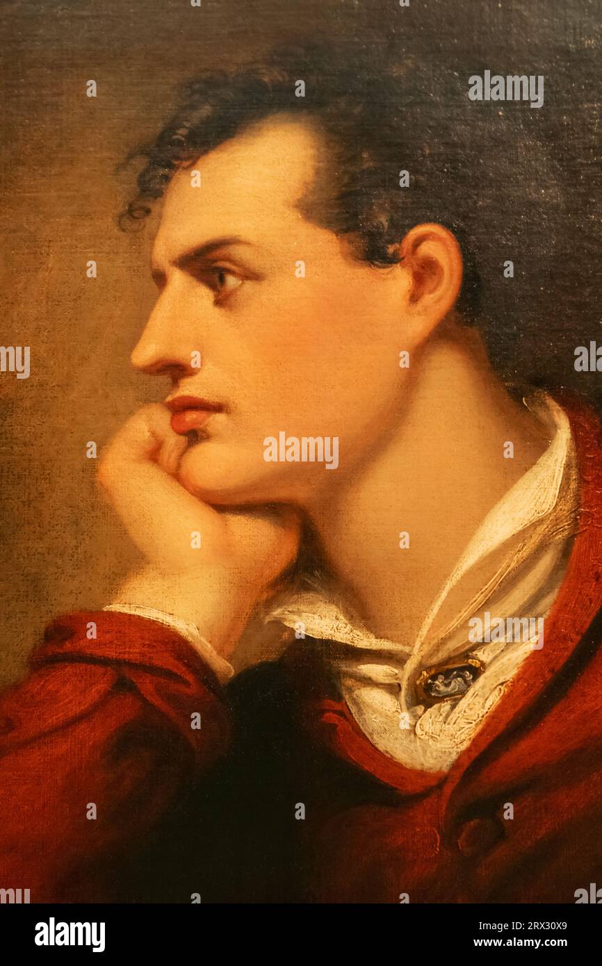 Inghilterra, Londra, Ritratto di George Lord Byron (1788-1824) di Richard Westall Foto Stock