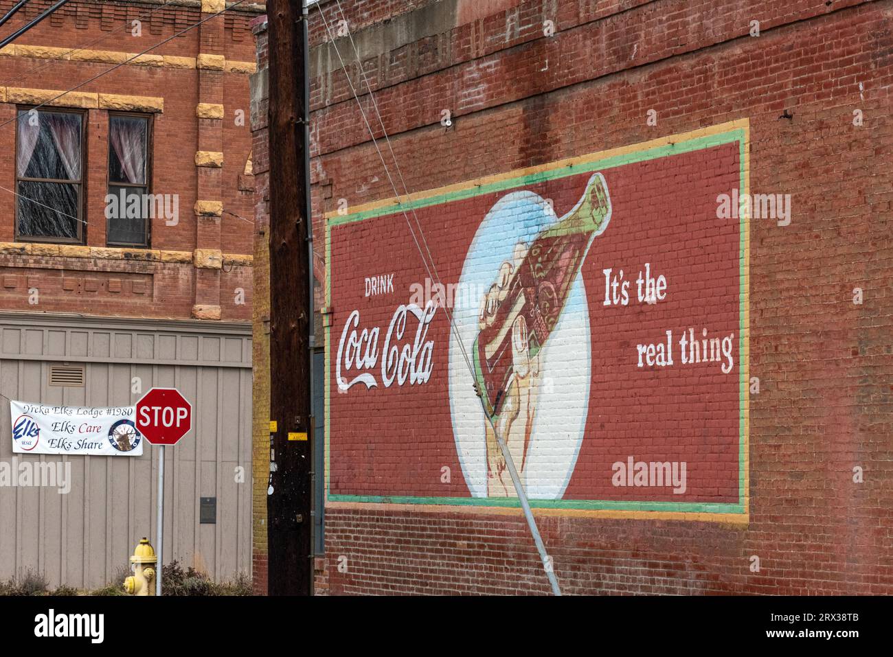Pubblicità incontaminata per Coca Cola, Yreka, California Foto Stock