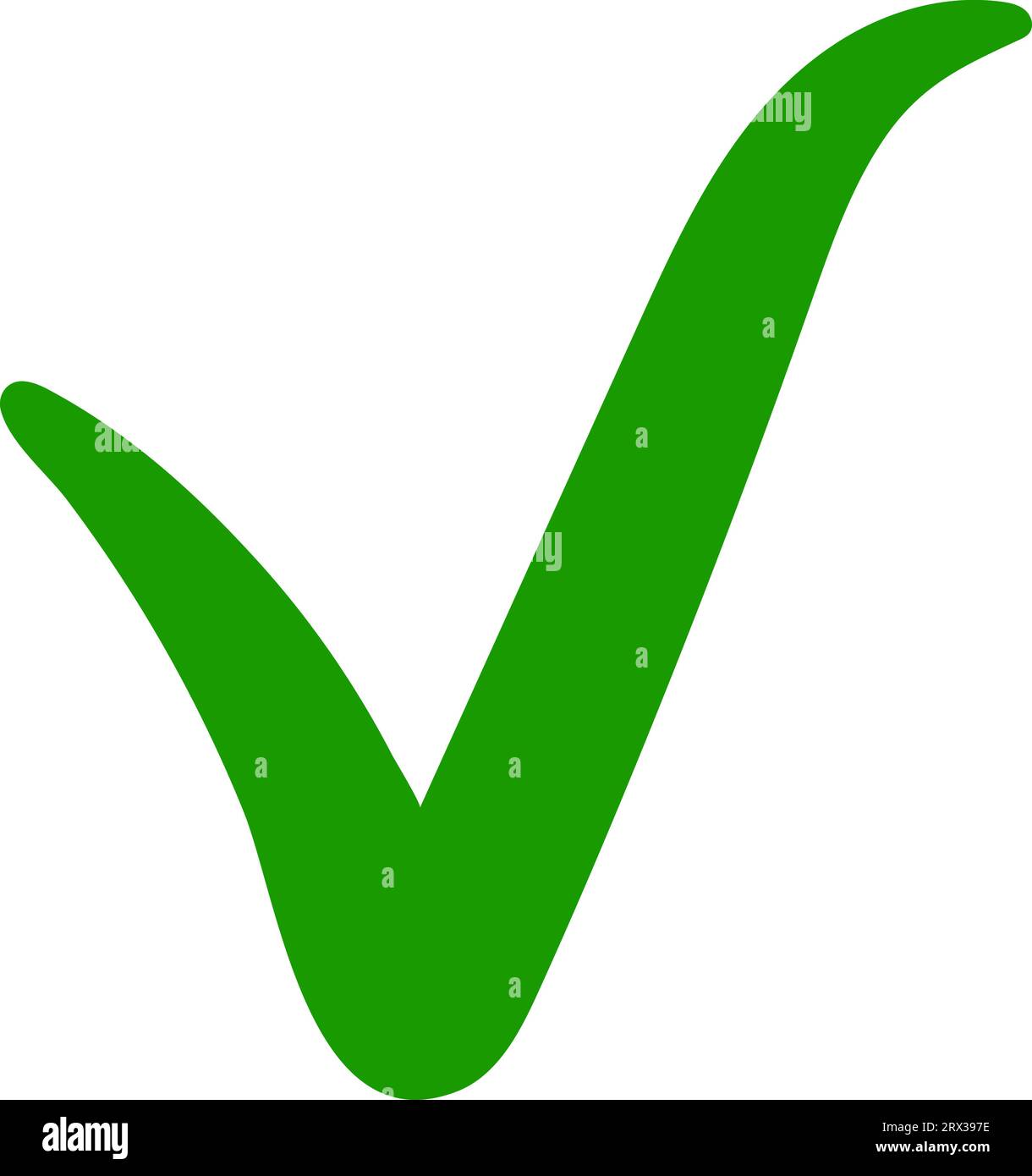 Segno di spunta verde, segno di approvazione ok, scelta giusta Illustrazione Vettoriale