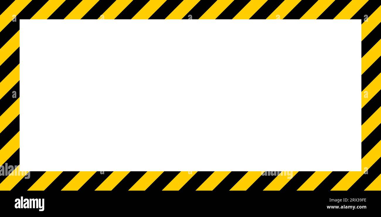 Avvertenza sfondo rettangolare a strisce, strisce nere gialle avvertenza diagonale attenzione Illustrazione Vettoriale
