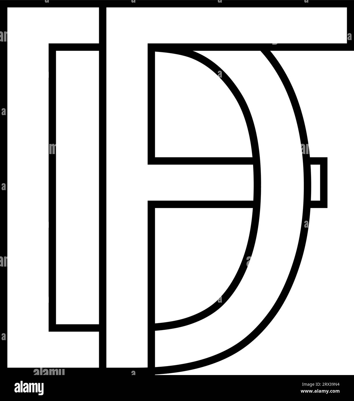 Logo df fd icona segno interlacciato lettere d f Illustrazione Vettoriale