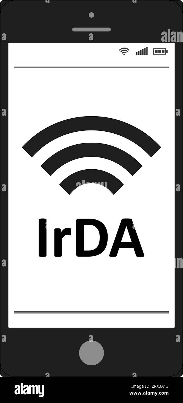 Telefono cellulare IrDA con associazione dati a infrarossi, applicazioni per il controllo delle porte a infrarossi Illustrazione Vettoriale