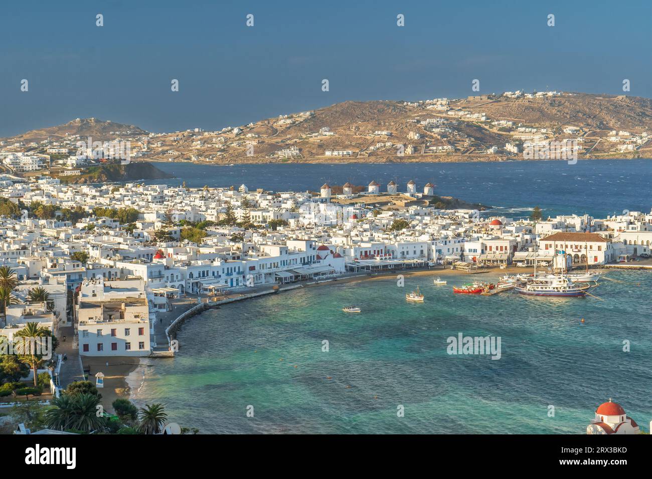 La città di Mykonos in Grecia Foto Stock